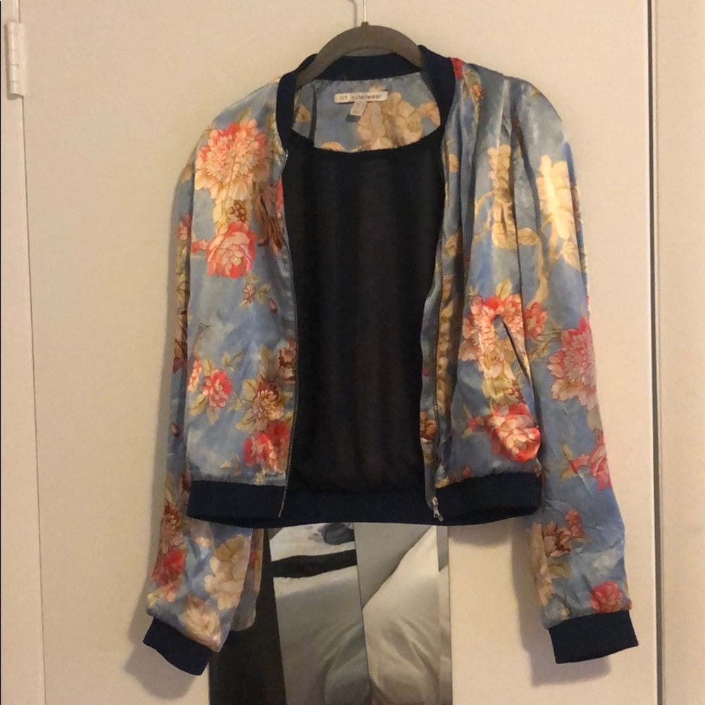 Floral silk bomber jacket